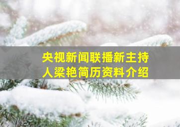 央视新闻联播新主持人梁艳简历资料介绍