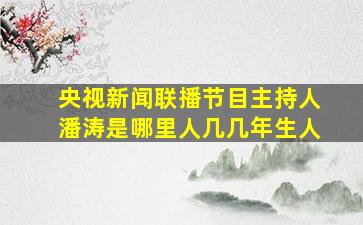 央视新闻联播节目主持人潘涛是哪里人几几年生人