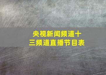 央视新闻频道十三频道直播节目表