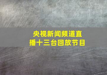 央视新闻频道直播十三台回放节目