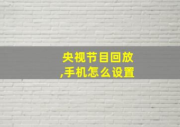 央视节目回放,手机怎么设置