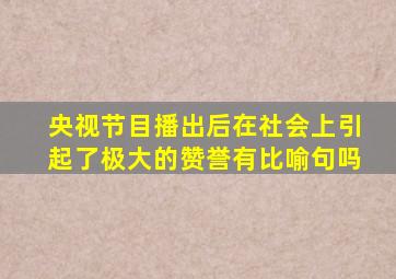 央视节目播出后在社会上引起了极大的赞誉有比喻句吗