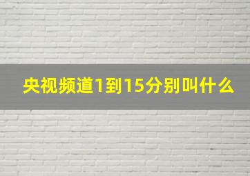 央视频道1到15分别叫什么