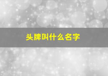 头牌叫什么名字