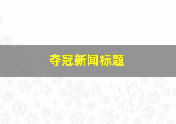 夺冠新闻标题