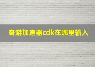 奇游加速器cdk在哪里输入