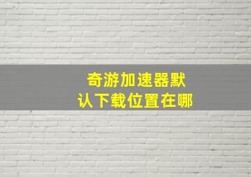 奇游加速器默认下载位置在哪