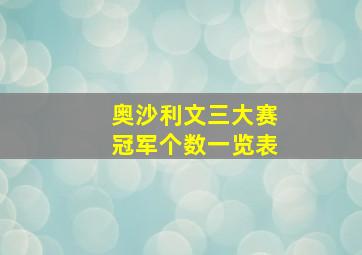 奥沙利文三大赛冠军个数一览表