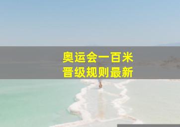 奥运会一百米晋级规则最新