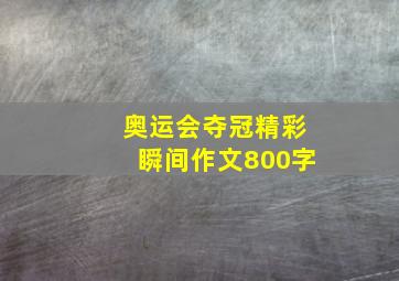 奥运会夺冠精彩瞬间作文800字