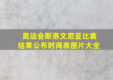 奥运会斯洛文尼亚比赛结果公布时间表图片大全