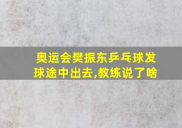 奥运会樊振东乒乓球发球途中出去,教练说了啥