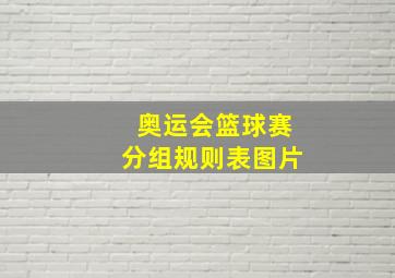 奥运会篮球赛分组规则表图片