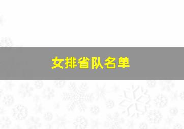 女排省队名单