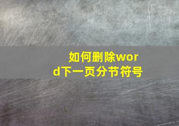 如何删除word下一页分节符号