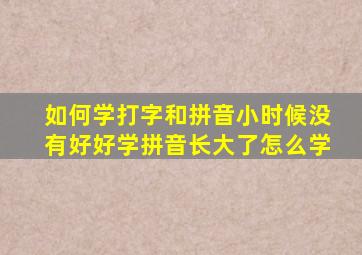 如何学打字和拼音小时候没有好好学拼音长大了怎么学