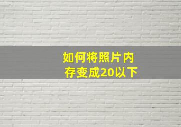 如何将照片内存变成20以下