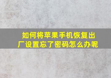 如何将苹果手机恢复出厂设置忘了密码怎么办呢