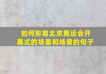 如何形容北京奥运会开幕式的场景和场景的句子