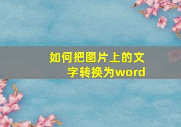 如何把图片上的文字转换为word