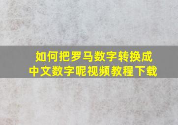 如何把罗马数字转换成中文数字呢视频教程下载