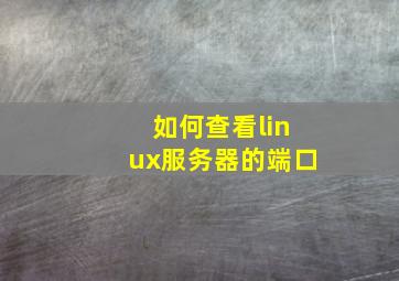 如何查看linux服务器的端口