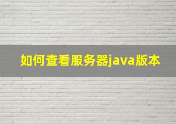 如何查看服务器java版本