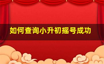 如何查询小升初摇号成功