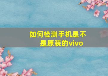 如何检测手机是不是原装的vivo