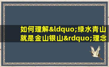 如何理解“绿水青山就是金山银山”理念