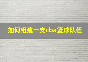 如何组建一支cba篮球队伍