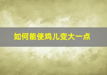 如何能使鸡儿变大一点