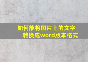 如何能将图片上的文字转换成word版本格式