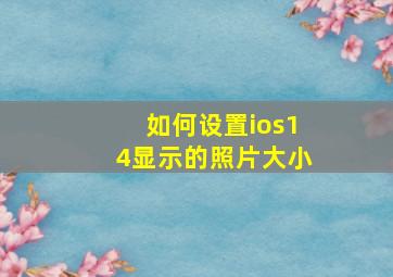 如何设置ios14显示的照片大小