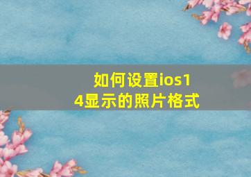 如何设置ios14显示的照片格式