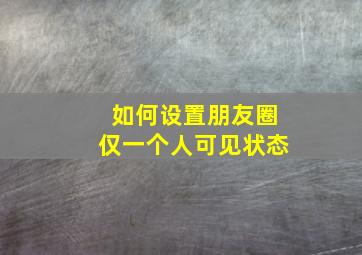 如何设置朋友圈仅一个人可见状态