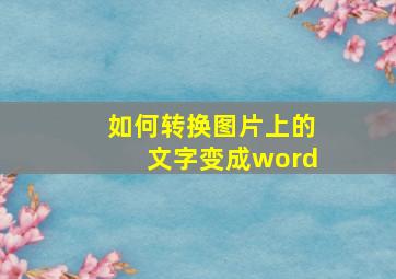 如何转换图片上的文字变成word