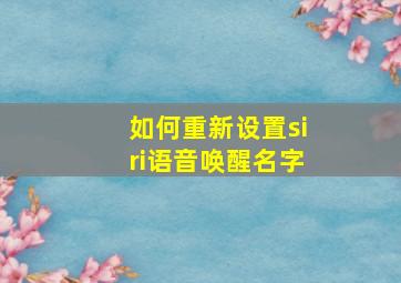 如何重新设置siri语音唤醒名字