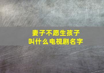 妻子不愿生孩子叫什么电视剧名字