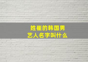 姓崔的韩国男艺人名字叫什么