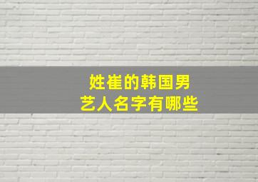 姓崔的韩国男艺人名字有哪些