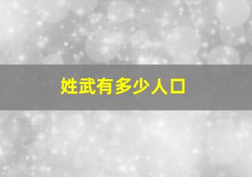 姓武有多少人口