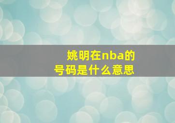 姚明在nba的号码是什么意思