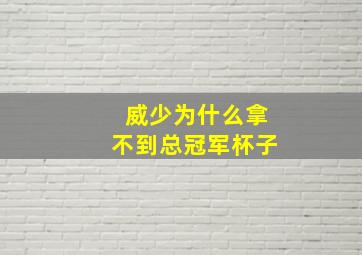 威少为什么拿不到总冠军杯子