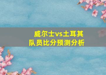 威尔士vs土耳其队员比分预测分析