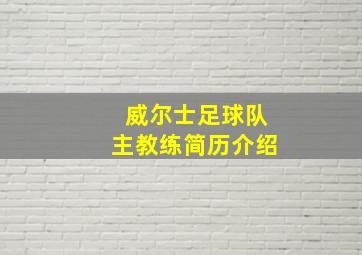 威尔士足球队主教练简历介绍