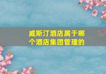 威斯汀酒店属于哪个酒店集团管理的