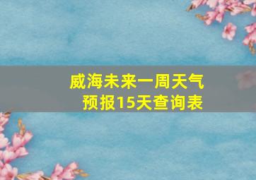 威海未来一周天气预报15天查询表