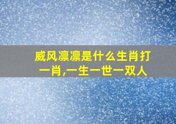 威风凛凛是什么生肖打一肖,一生一世一双人