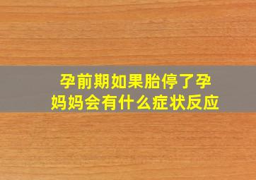 孕前期如果胎停了孕妈妈会有什么症状反应